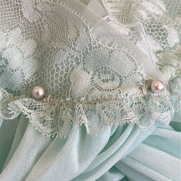 Vintage 60‎ Sans Souci Aqua/mint green semi sheer nylon robe - Picture 10 of 10